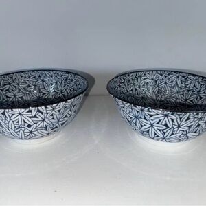 Studio Blue and White Patterned Bowls